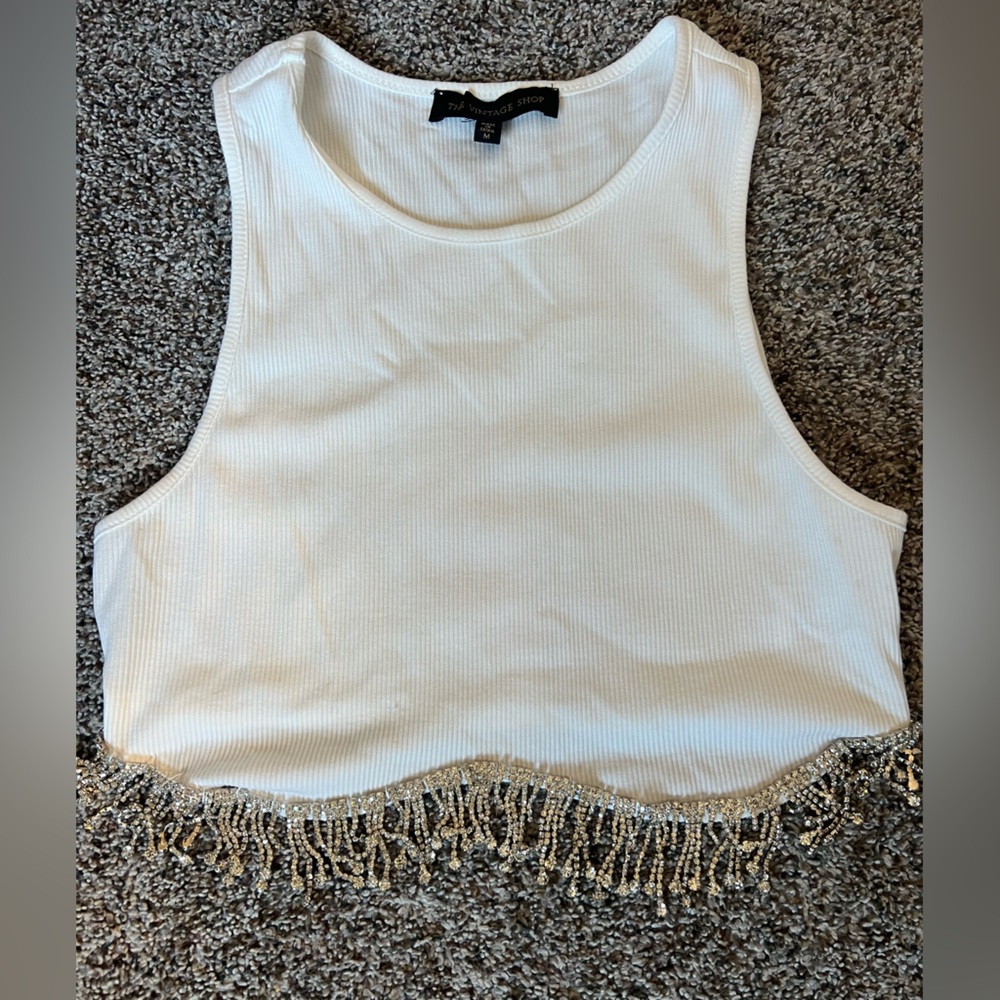 The Vintage Shop Cropped Tank with Jewels